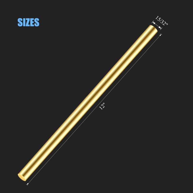 DYWISHKEY 1 Pieces 12 inches 15/32 inch/12mm Brass Rods, Brass Round Stock Lathe Bar Stock for DIY Craft Making, Handle Pin, Brass Rod 15/32 inch in Diameter, 12 inches in Length - Image 3
